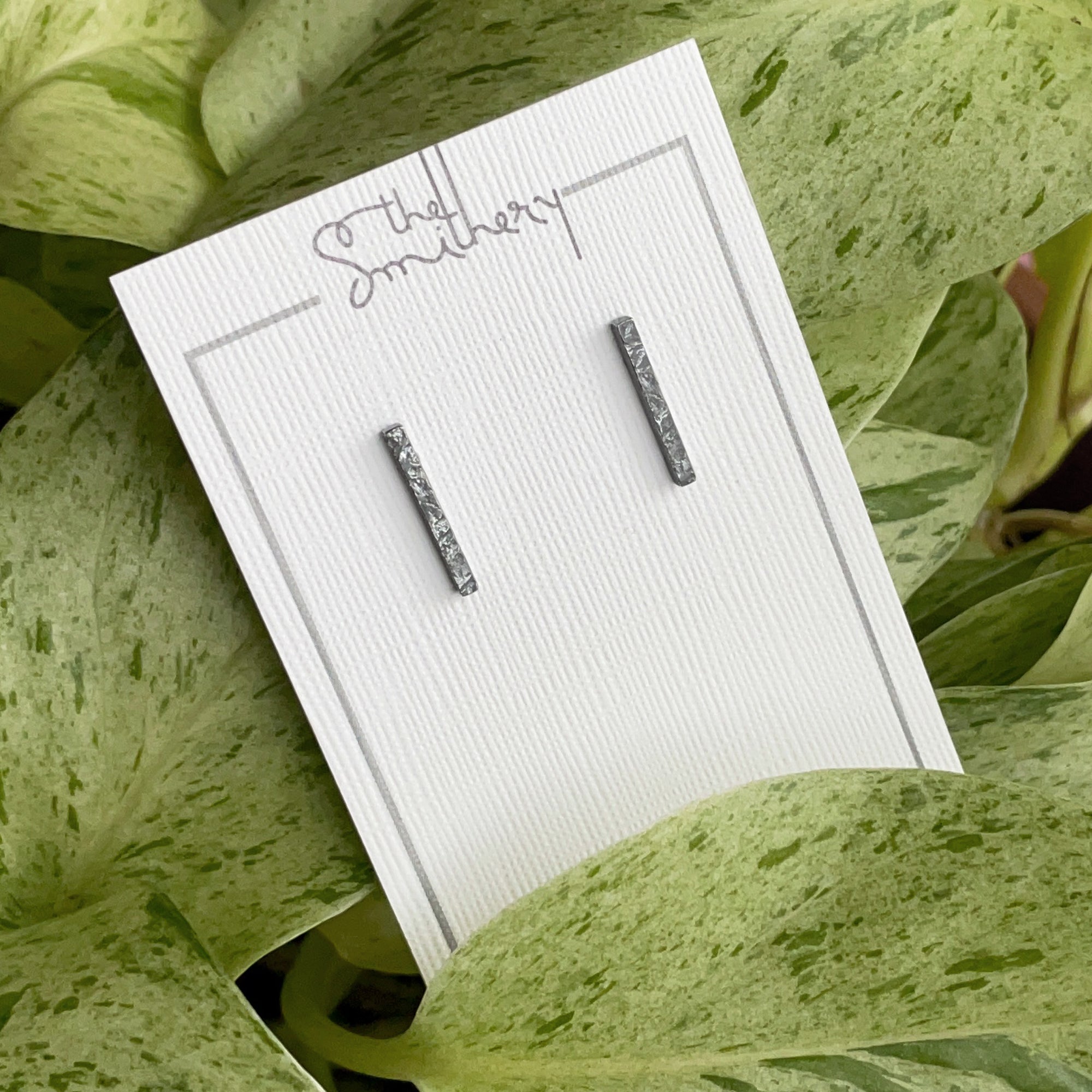 Bar Studs - Medium Dark Sterling Silver